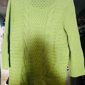 Women's Green Cable Knit Sweater